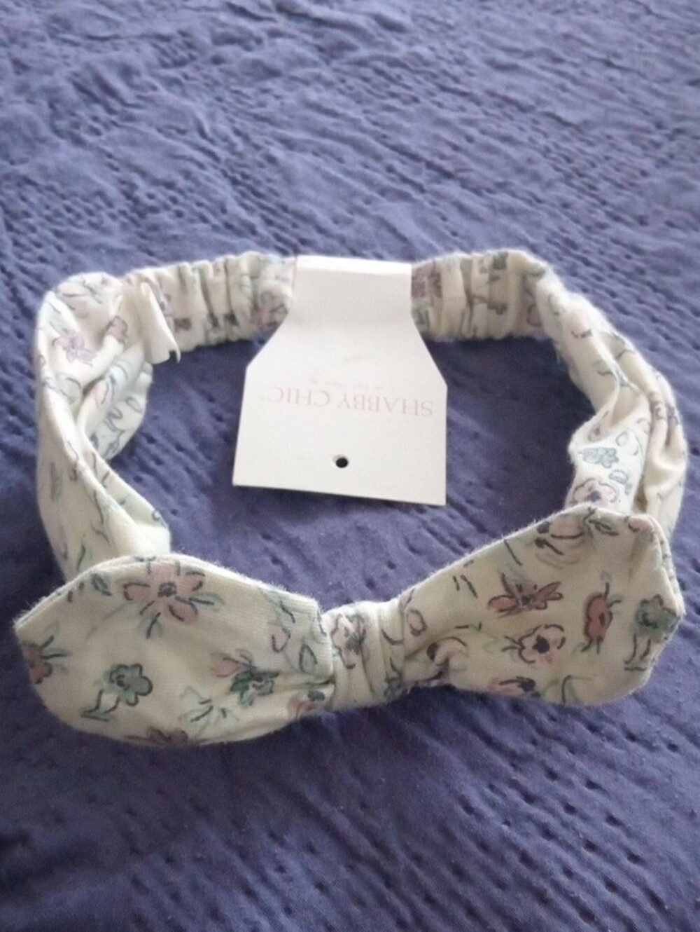 Shabby Chic Cream Floral Bow Headband with Pastel Accents - Picture 2 of 2